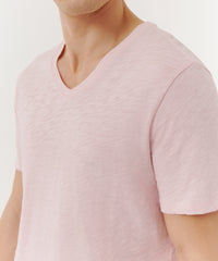 Pale Summer Rose Slub Jersey V-Neck Tee | Men's Cotton Short Sleeeve Tee by ATM Anthony Thomas Melillo