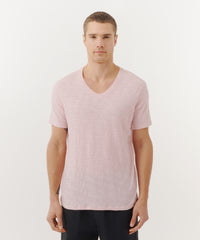 Pale Summer Rose Slub Jersey V-Neck Tee | Men's Cotton Short Sleeeve Tee by ATM Anthony Thomas Melillo