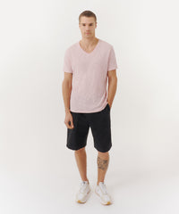 Pale Summer Rose Slub Jersey V-Neck Tee | Men's Cotton Short Sleeeve Tee by ATM Anthony Thomas Melillo