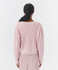 Pink Lilac Cotton Cashmere Oversized V-Neck Sweater | Women's Sweater by ATM Anthony Thomas Melillo