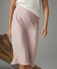 Pink Lilac Matte Silk Charmeuse Bias Midi Skirt | Women's Skirt by ATM Anthony Thomas Melillo