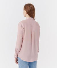 Pink Lilac Matte Silk Charmeuse Boyfriend Shirt | Women's Top by ATM Anthony Thomas Melillo