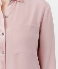 Pink Lilac Matte Silk Charmeuse Boyfriend Shirt | Women's Top by ATM Anthony Thomas Melillo