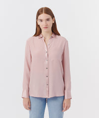 Pink Lilac Matte Silk Charmeuse Boyfriend Shirt | Women's Top by ATM Anthony Thomas Melillo
