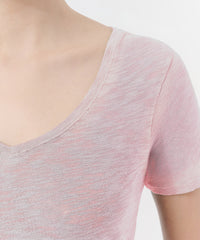 Pink Lilac Slub Jersey Classic V-Neck Tee | Women's Cotton Short Sleeve Tee by ATM Anthony Thomas Melillo