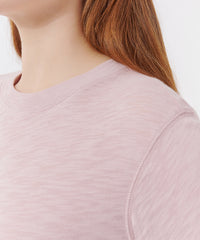Pink Lilac Slub Jersey Long Sleeve Crop Tee | Women's Cotton Short Sleeve Tee by ATM Anthony Thomas Melillo
