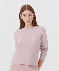 Pink Lilac Slub Jersey Long Sleeve Crop Tee | Women's Cotton Short Sleeve Tee by ATM Anthony Thomas Melillo