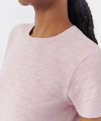 Pink Lilac Combo Slub Jersey Schoolboy Crew Neck Tee | Women's Cotton Short Sleeve Tee by ATM Anthony Thomas Melillo