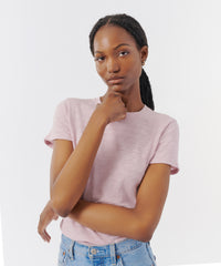 Pink Lilac Combo Slub Jersey Schoolboy Crew Neck Tee | Women's Cotton Short Sleeve Tee by ATM Anthony Thomas Melillo