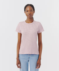 Pink Lilac Combo Slub Jersey Schoolboy Crew Neck Tee | Women's Cotton Short Sleeve Tee by ATM Anthony Thomas Melillo