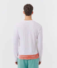 Pumpkin Combo Slub Jersey Long Sleeve Crew Neck Tee | Men's Cotton Long Sleeve Tee by ATM Anthony Thomas Melillo