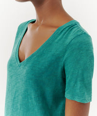 Rainforest Slub Jersey Classic V-Neck Tee | Women's Cotton Short Sleeve Tee by ATM Anthony Thomas Melillo