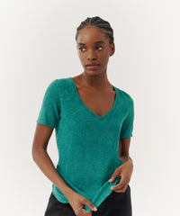 Rainforest Slub Jersey Classic V-Neck Tee | Women's Cotton Short Sleeve Tee by ATM Anthony Thomas Melillo