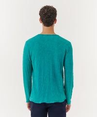 Rainforest Slub Jersey Destroyed Wash Henley | Men's Cotton Long Sleeve Tee by ATM Anthony Thomas Melillo