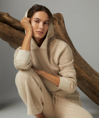 Soft Fawn Cotton Cashmere Long Sleeve Hoodie | Women's Top by ATM Anthony Thomas Melillo