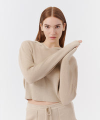 Soft Fawn Cotton Cashmere Long Sleeve Hoodie | Women's Top by ATM Anthony Thomas Melillo