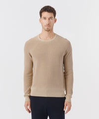 Soft Fawn Cotton Cashmere Long Sleeve Raglan Crew Neck Tee | Men's Sweater by ATM Anthony Thomas Melillo