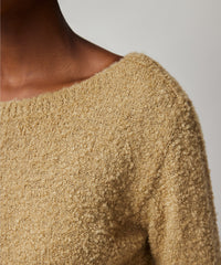 Soft Fawn Wool Blend Boucle Long Sleeve Low Back Sweater | Women's Sweater by ATM Anthony Thomas Melillo