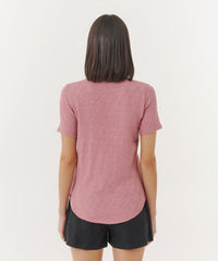 Summer Rose Slub Jersey Classic V-Neck Tee | Women's Cotton Short Sleeve Tee by ATM Anthony Thomas Melillo