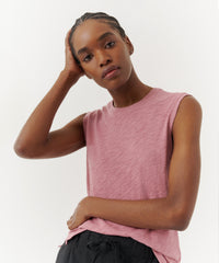 Summer Rose Slub Jersey Sleeveless Schoolboy Tee | Women's Tank by ATM Anthony Thomas Melillo