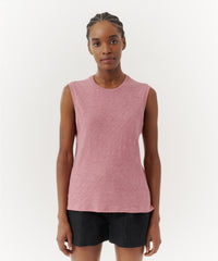 Summer Rose Slub Jersey Sleeveless Schoolboy Tee | Women's Tank by ATM Anthony Thomas Melillo