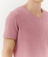 Summer Rose Slub Jersey V-Neck Tee | Men's Cotton Short Sleeeve Tee by ATM Anthony Thomas Melillo