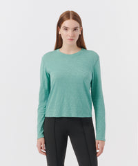 Tidewater Slub Jersey Long Sleeve Crop Tee | Women's Top by ATM Anthony Thomas Melillo