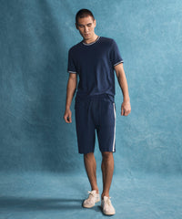 True Navy Cotton Pique Pull-On Shorts | Men's Shorts by ATM Anthony Thomas Melillo