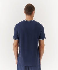 True Navy Cotton Pique Crew Neck Tee | Men's Cotton Short Sleeeve Tee by ATM Anthony Thomas Melillo