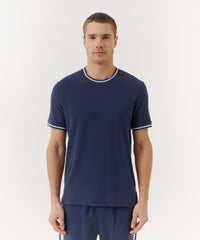 True Navy Cotton Pique Crew Neck Tee | Men's Cotton Short Sleeeve Tee by ATM Anthony Thomas Melillo
