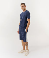 True Navy Cotton Pique Crew Neck Tee | Men's Cotton Short Sleeeve Tee by ATM Anthony Thomas Melillo