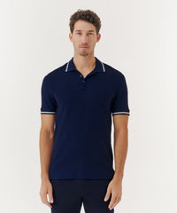 True Navy Cotton Pique Polo | Men's Polo by ATM Anthony Thomas Melillo