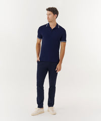 True Navy Cotton Pique Polo | Men's Polo by ATM Anthony Thomas Melillo