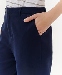 True Navy Cotton Twill Boyfriend Pant | Women's Pants by ATM Anthony Thomas Melillo