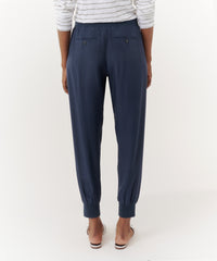 True Navy Silk Joggers | Women's Pants by ATM Anthony Thomas Melillo