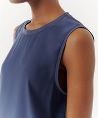 True Navy Silk Charmeuse Muscle Tee | Women's Tank by ATM Anthony Thomas Melillo