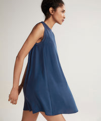 True Navy Silk Charmeuse Sleeveless Swing Dress | Women's Dress by ATM Anthony Thomas Melillo