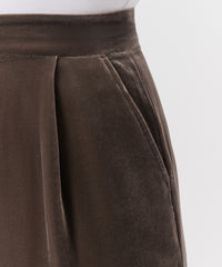 Truffle Grey Velvet Wide Leg Pant | Women's Pants by ATM Anthony Thomas Melillo