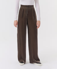 Truffle Grey Velvet Wide Leg Pant | Women's Pants by ATM Anthony Thomas Melillo