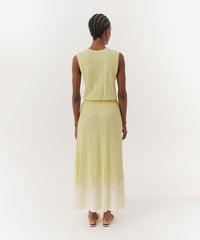 Tulip/ White Slub Jersey Jagged Dip Dye Sleeveless Dress | Women's Dress by ATM Anthony Thomas Melillo