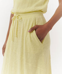 Tulip/ White Slub Jersey Jagged Dip Dye Sleeveless Dress | Women's Dress by ATM Anthony Thomas Melillo