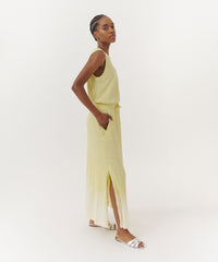 Tulip/ White Slub Jersey Jagged Dip Dye Sleeveless Dress | Women's Dress by ATM Anthony Thomas Melillo