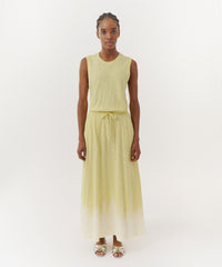Tulip/ White Slub Jersey Jagged Dip Dye Sleeveless Dress | Women's Dress by ATM Anthony Thomas Melillo