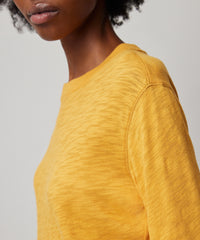 Tuscan Sun Slub Jersey Long Sleeve Crop Tee | Women's Cotton Short Sleeve Tee by ATM Anthony Thomas Melillo
