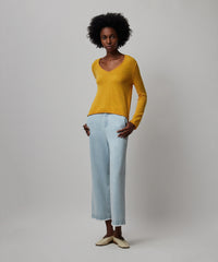 Tuscan Sun Wool Cashmere Long Sleeve V-Neck Sweater | Women's Sweater by ATM Anthony Thomas Melillo