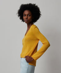 Tuscan Sun Wool Cashmere Long Sleeve V-Neck Sweater | Women's Sweater by ATM Anthony Thomas Melillo