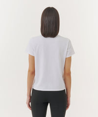 White Compact Jersey Short Sleeve Crew Neck Tee | Women's Cotton Short Sleeve Tee by ATM Anthony Thomas Melillo