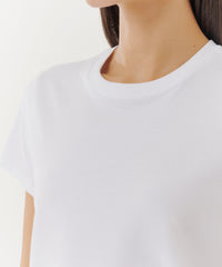 White Compact Jersey Short Sleeve Crew Neck Tee | Women's Cotton Short Sleeve Tee by ATM Anthony Thomas Melillo