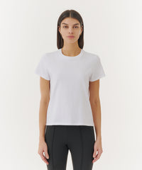 White Compact Jersey Short Sleeve Crew Neck Tee | Women's Cotton Short Sleeve Tee by ATM Anthony Thomas Melillo