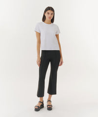 White Compact Jersey Short Sleeve Crew Neck Tee | Women's Cotton Short Sleeve Tee by ATM Anthony Thomas Melillo